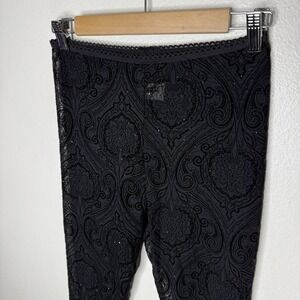Vintage Sheer Sparkle Paisley Black Tights‎ Gothic Whimsigoth Womens Medium